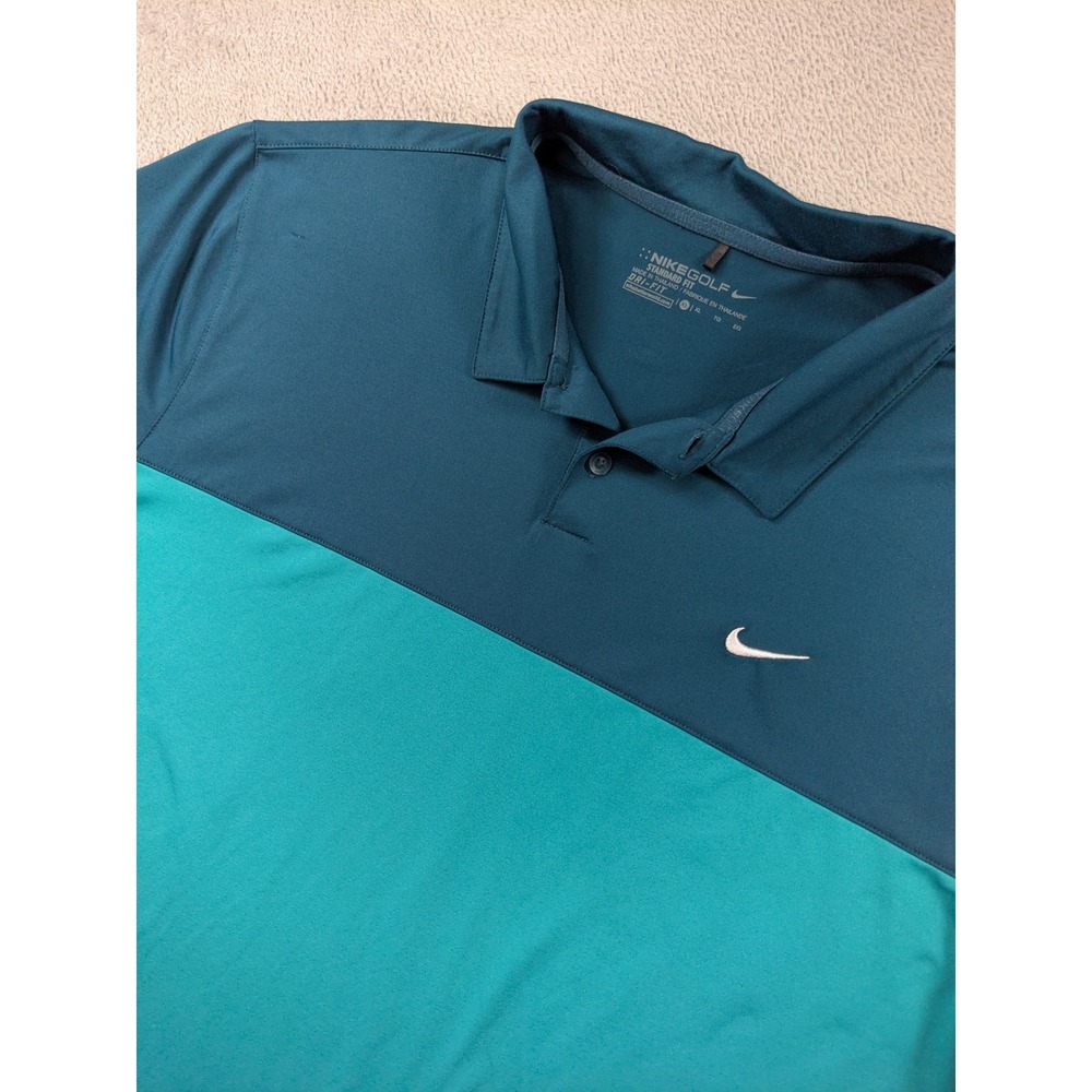 Nike Golf Mens XL Dri-FIT Standard Fit Polo Shirt Green Colorblock RN56323